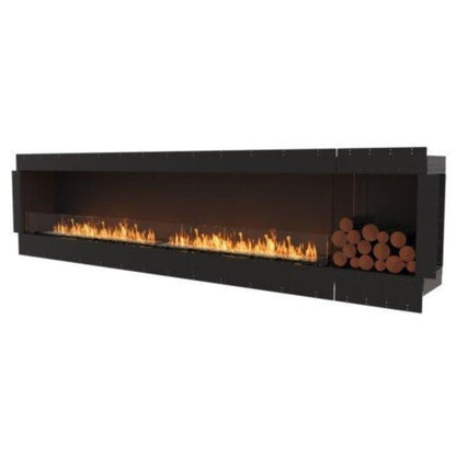 EcoSmart Fire Flex 122SS 130" Black Single Sided Ethanol Fireplace Insert with Black Burner and Both Sides Decorative Box by Mad Design Group