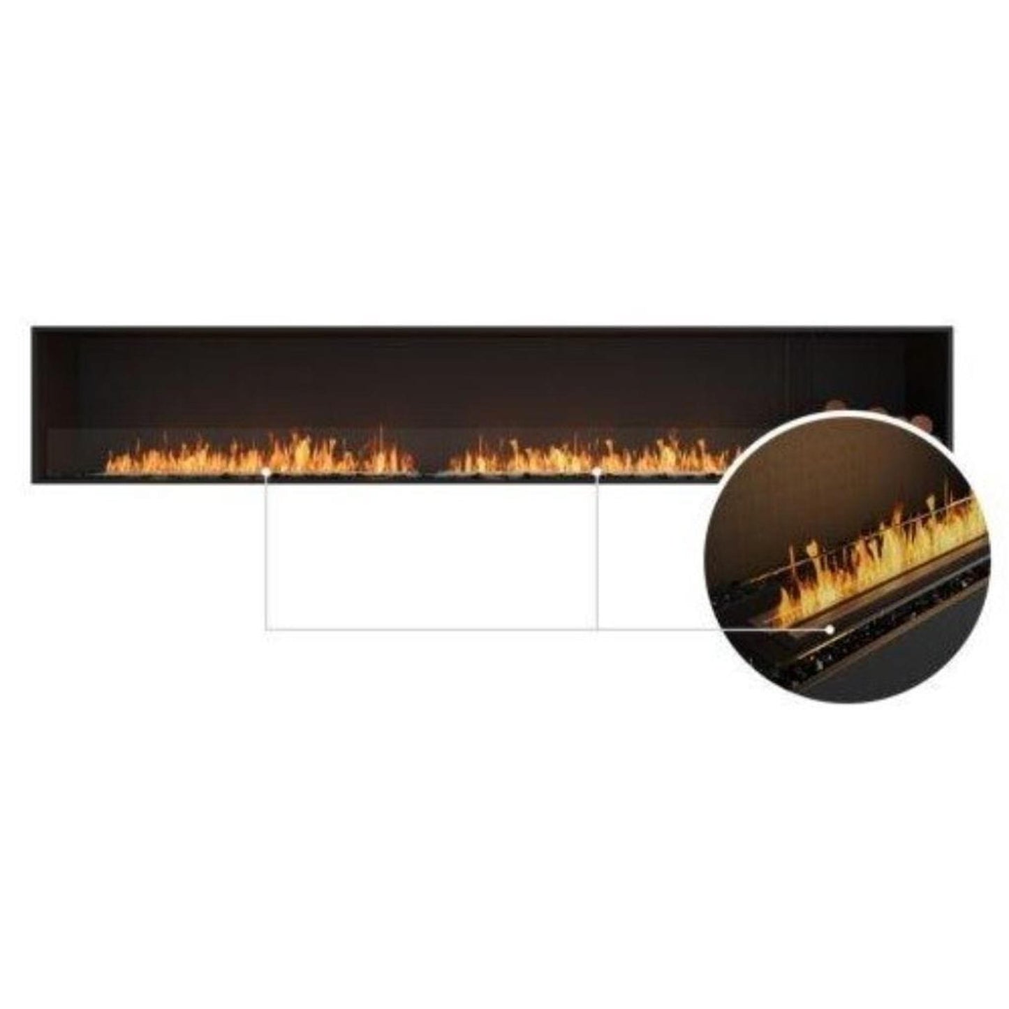 EcoSmart Fire Flex 122SS 130" Black Single Sided Ethanol Fireplace Insert with Black Burner and Both Sides Decorative Box by Mad Design Group