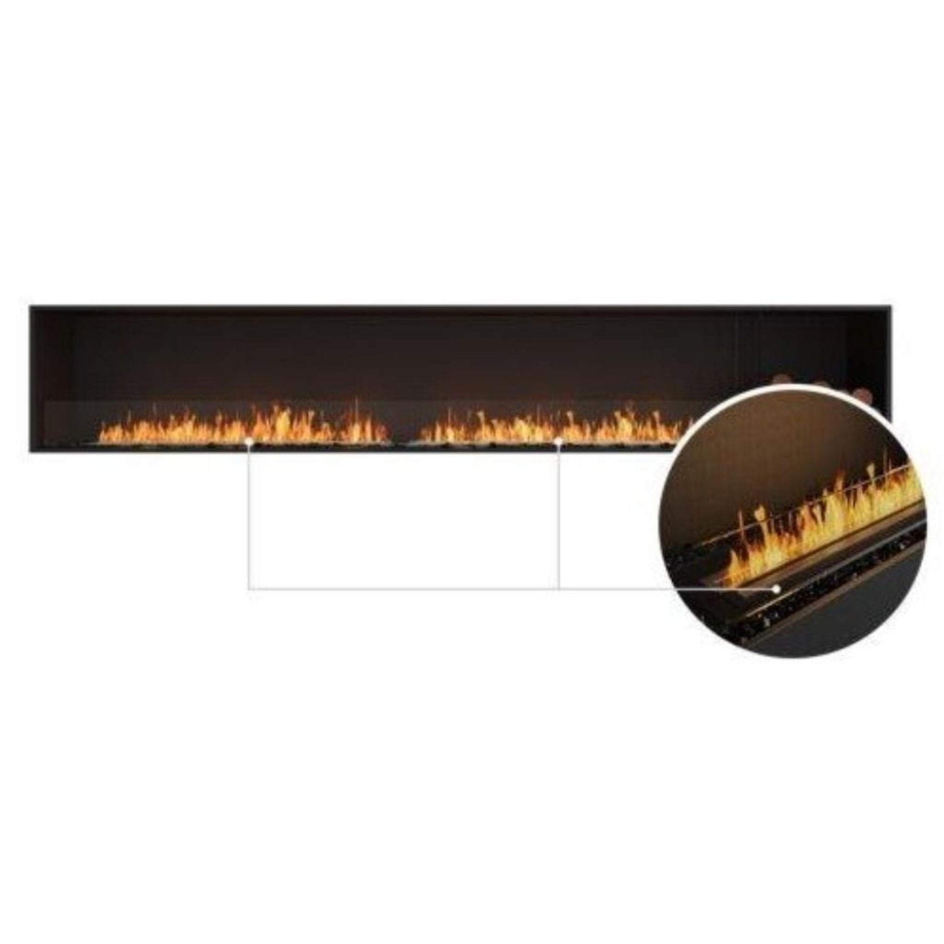 EcoSmart Fire Flex 122SS 130" Black Single Sided Ethanol Fireplace Insert with Black Burner and Both Sides Decorative Box by Mad Design Group