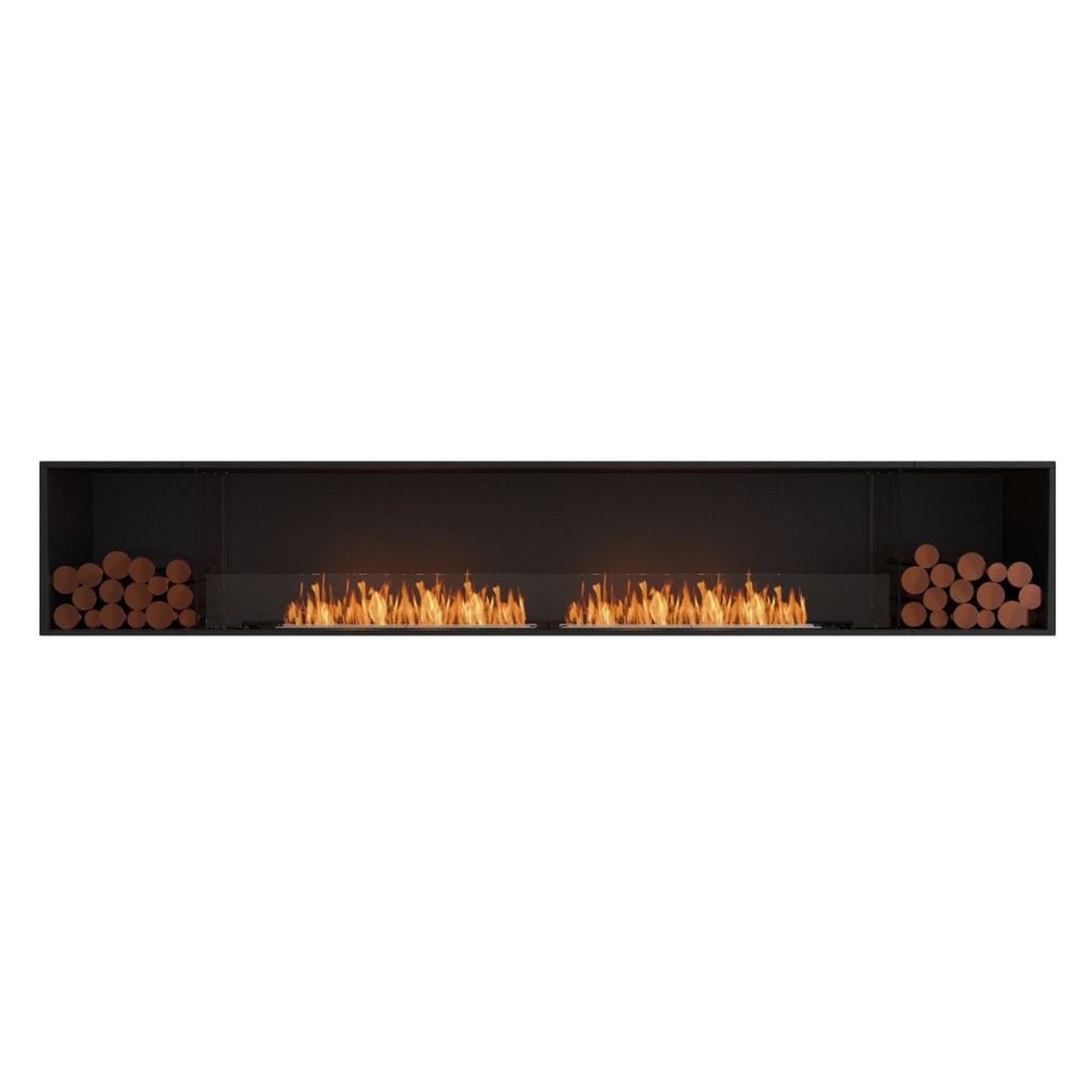 EcoSmart Fire Flex 122SS 130" Black Single Sided Ethanol Fireplace Insert with Black Burner and Both Sides Decorative Box by Mad Design Group