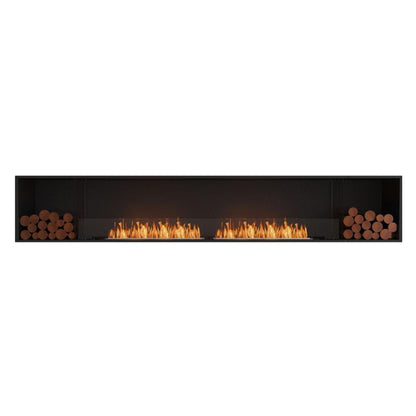 EcoSmart Fire Flex 122SS 130" Black Single Sided Ethanol Fireplace Insert with Black Burner and Both Sides Decorative Box by Mad Design Group