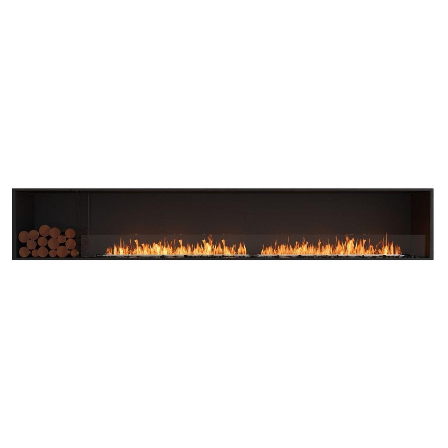 EcoSmart Fire Flex 122SS 130" Black Single Sided Ethanol Fireplace Insert with Black Burner and Both Sides Decorative Box by Mad Design Group