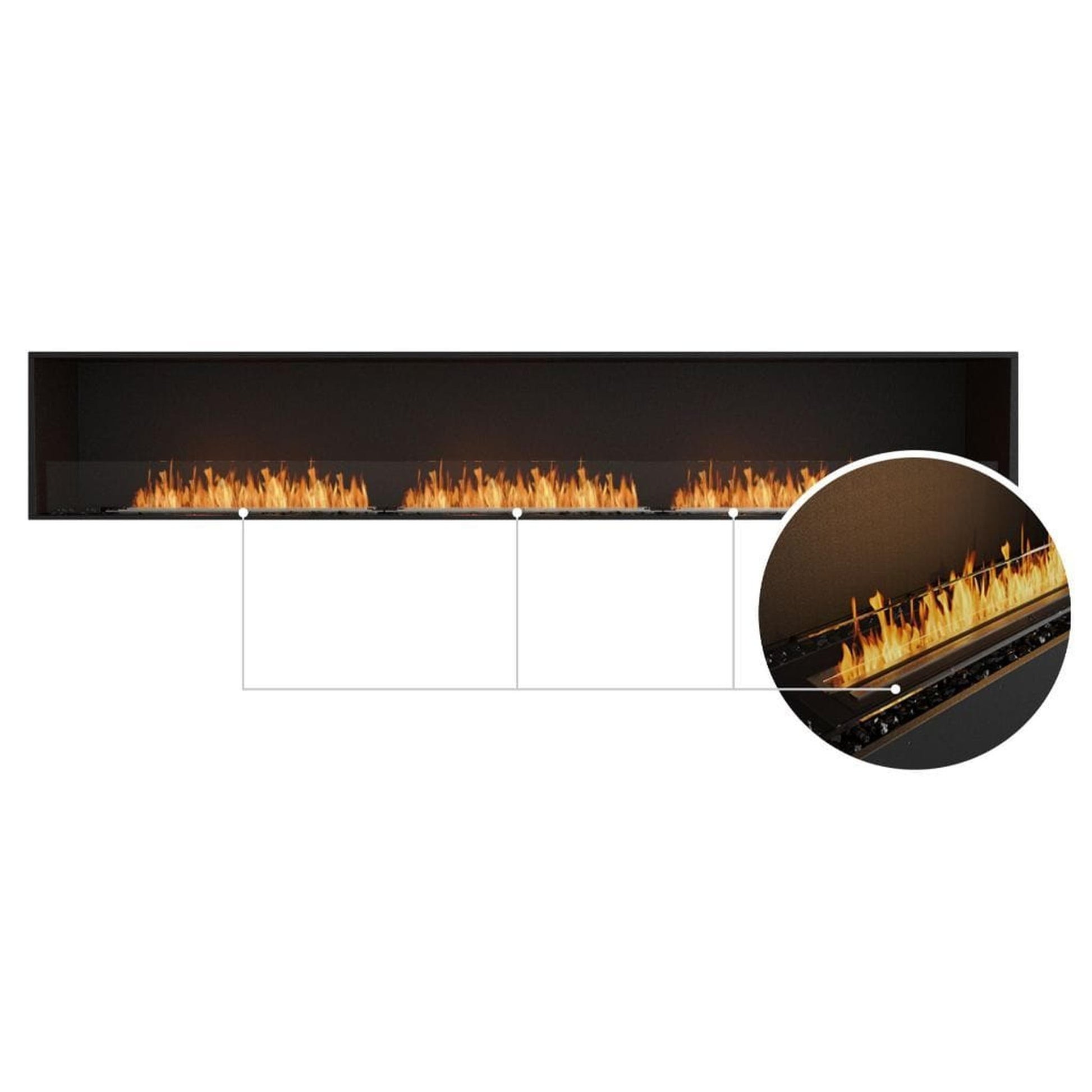 EcoSmart Fire Flex 122SS 130" Black Single Sided Ethanol Fireplace Insert with Black Burner by Mad Design Group