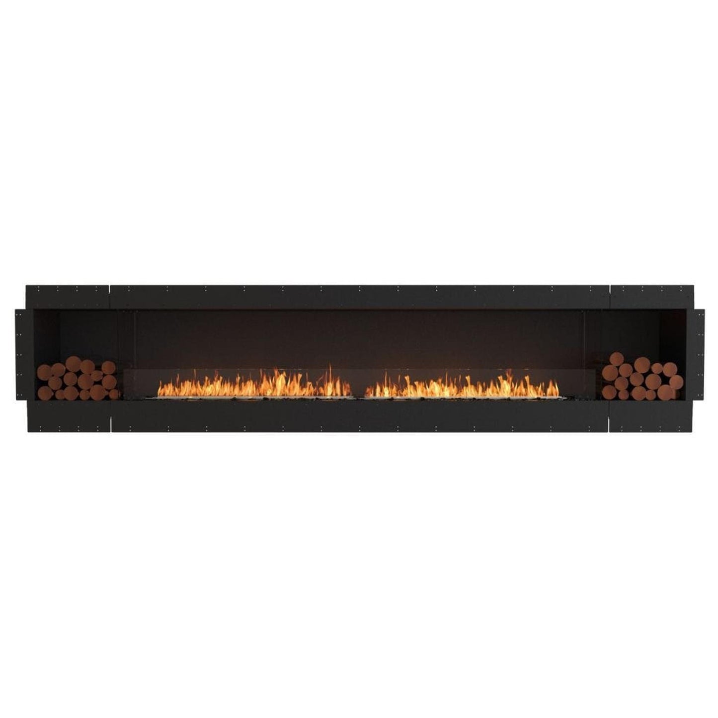EcoSmart Fire Flex 140SS 148" Black Single Sided Ethanol Fireplace Insert with Stainless Steel Burner and Left Side Decorative Box by Mad Design Group