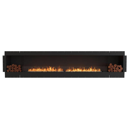 EcoSmart Fire Flex 140SS 148" Black Single Sided Ethanol Fireplace Insert with Stainless Steel Burner and Left Side Decorative Box by Mad Design Group