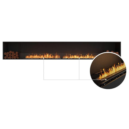 EcoSmart Fire Flex 140SS 148" Black Single Sided Ethanol Fireplace Insert with Stainless Steel Burner and Left Side Decorative Box by Mad Design Group