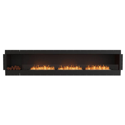 EcoSmart Fire Flex 140SS 148" Black Single Sided Ethanol Fireplace Insert with Stainless Steel Burner and Left Side Decorative Box by Mad Design Group