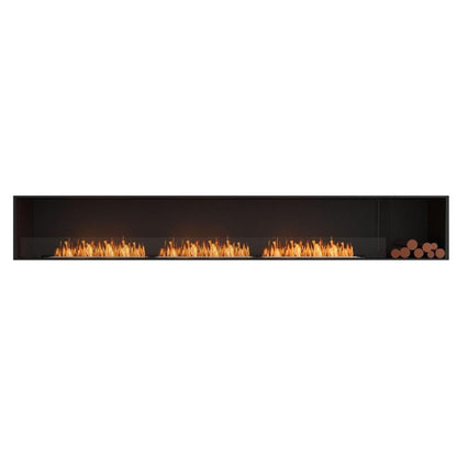 EcoSmart Fire Flex 140SS 148" Black Single Sided Ethanol Fireplace Insert with Stainless Steel Burner and Left Side Decorative Box by Mad Design Group