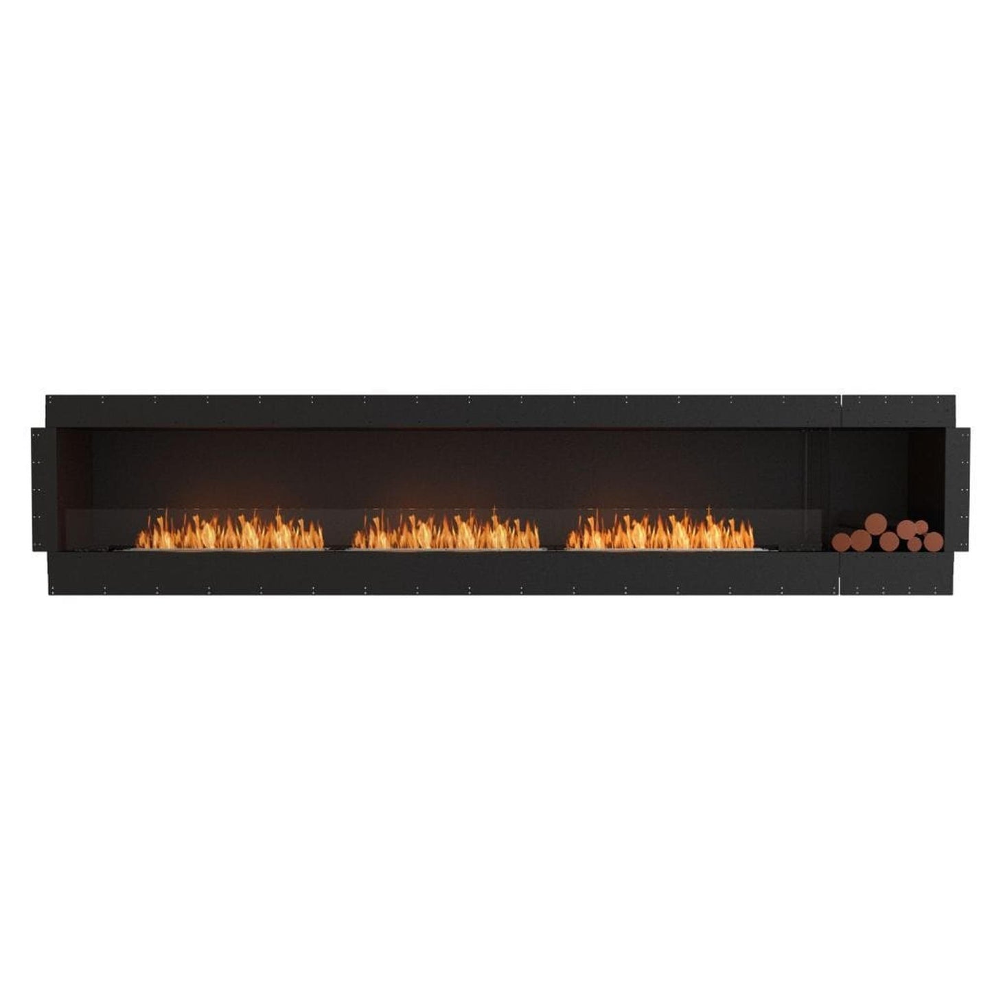 EcoSmart Fire Flex 140SS 148" Black Single Sided Ethanol Fireplace Insert with Stainless Steel Burner and Left Side Decorative Box by Mad Design Group
