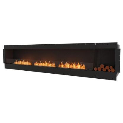 EcoSmart Fire Flex 140SS 148" Black Single Sided Ethanol Fireplace Insert with Stainless Steel Burner and Left Side Decorative Box by Mad Design Group