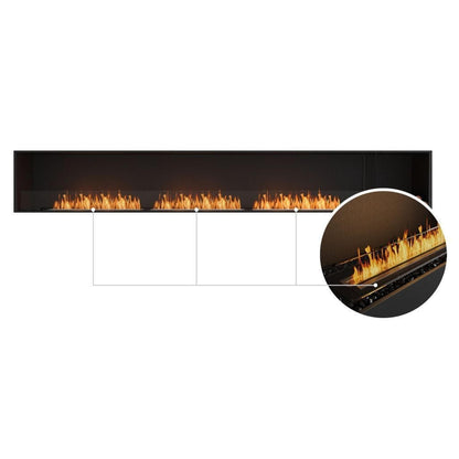 EcoSmart Fire Flex 140SS 148" Black Single Sided Ethanol Fireplace Insert with Stainless Steel Burner and Left Side Decorative Box by Mad Design Group