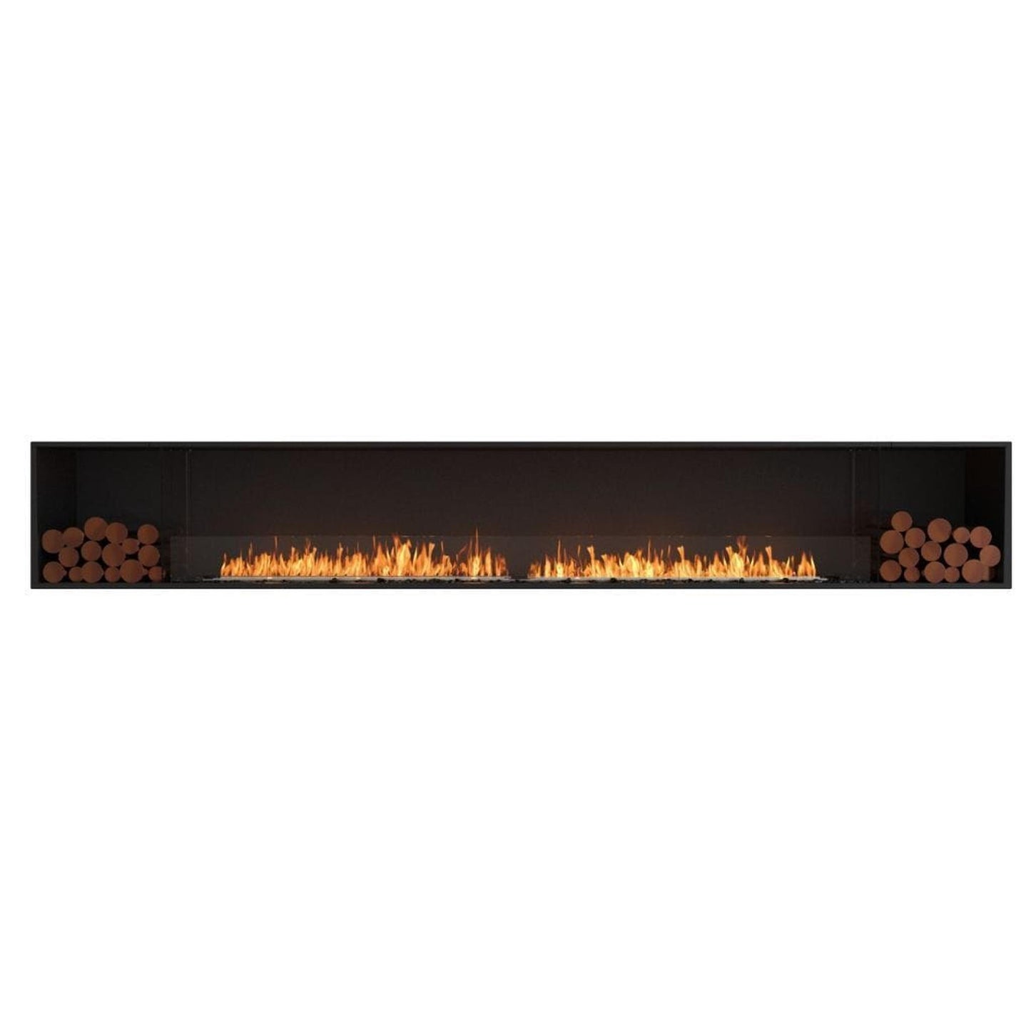 EcoSmart Fire Flex 140SS 148" Black Single Sided Ethanol Fireplace Insert with Stainless Steel Burner and Left Side Decorative Box by Mad Design Group