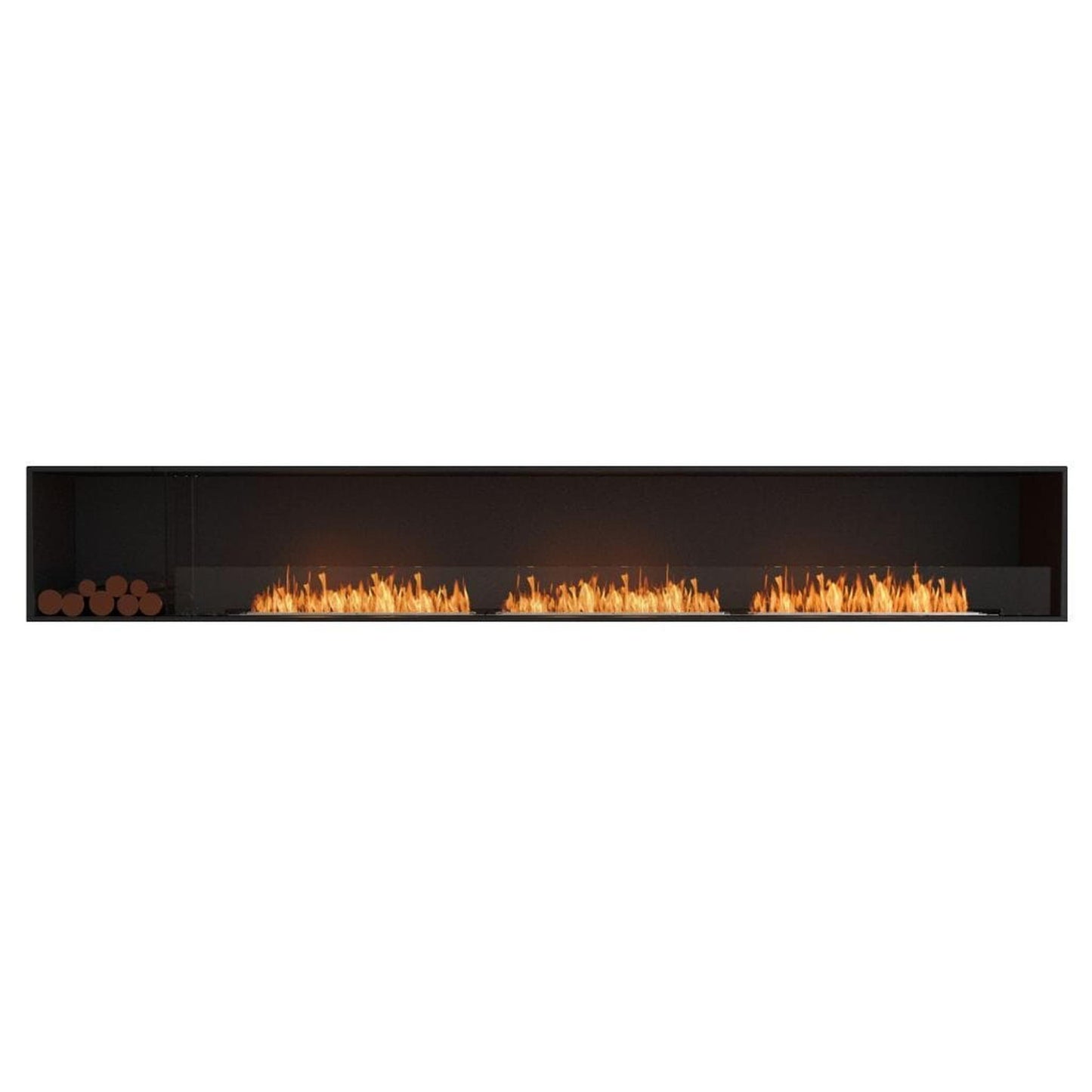 EcoSmart Fire Flex 140SS 148" Black Single Sided Ethanol Fireplace Insert with Stainless Steel Burner and Left Side Decorative Box by Mad Design Group