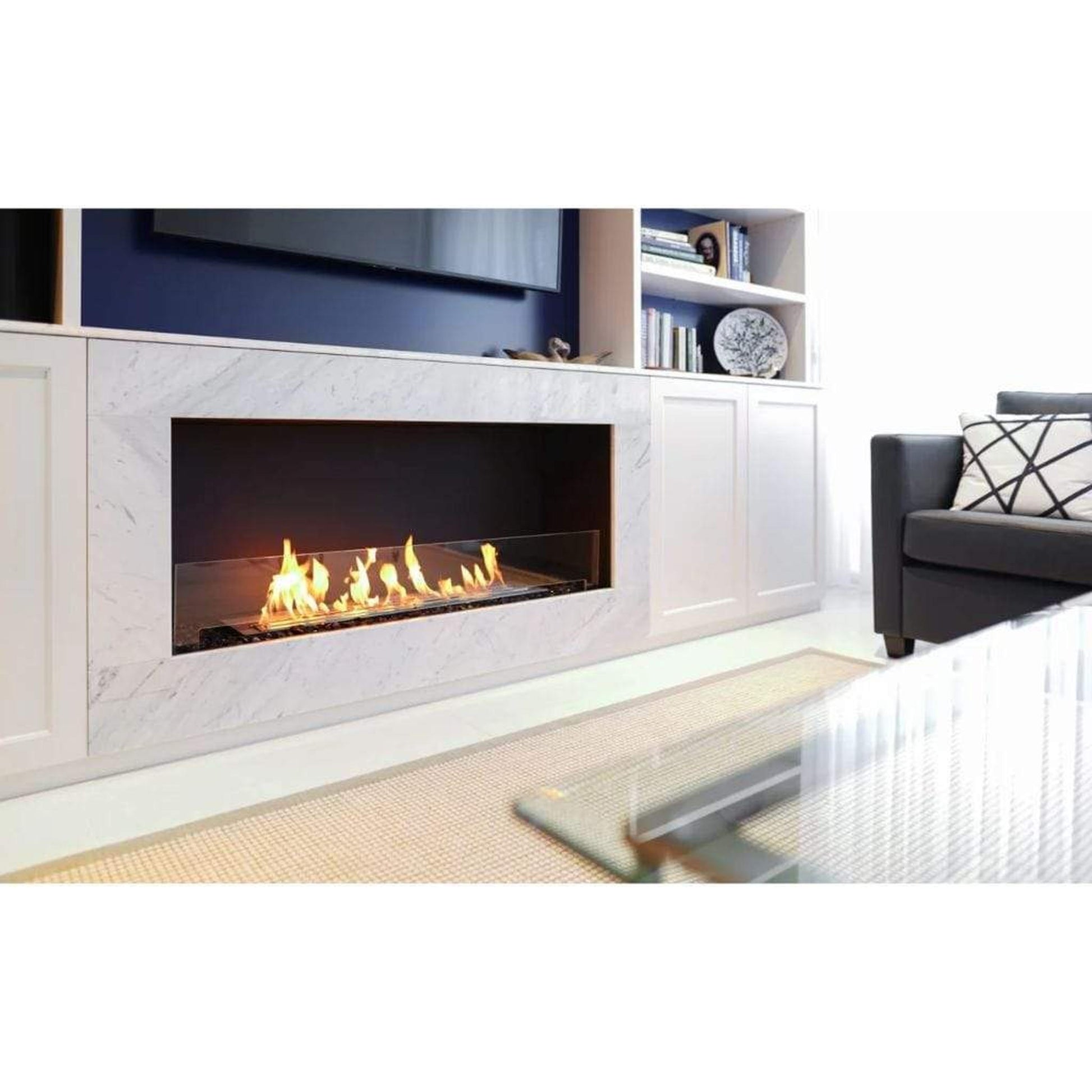 EcoSmart Fire Flex 18SS 22" Black Single Sided Ethanol Fireplace Insert with Stainless Steel Burner by Mad Design Group