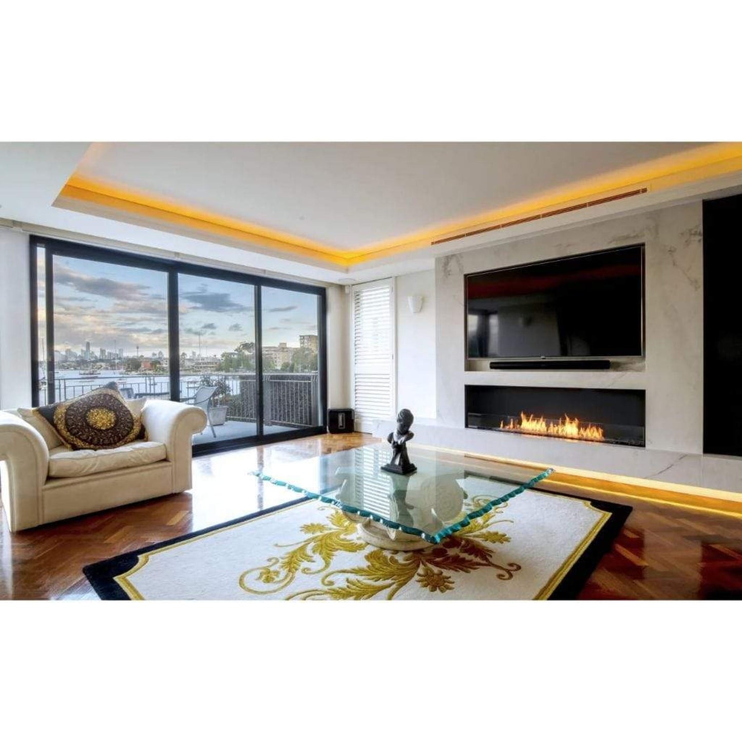 EcoSmart Fire Flex 18SS 22" Black Single Sided Ethanol Fireplace Insert with Stainless Steel Burner by Mad Design Group