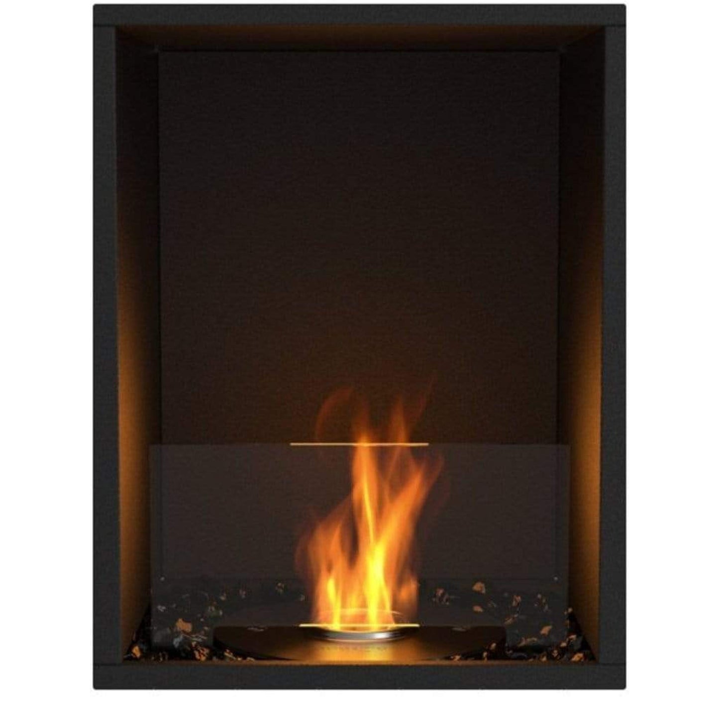 EcoSmart Fire Flex 18SS 22" Black Single Sided Ethanol Fireplace Insert with Stainless Steel Burner by Mad Design Group