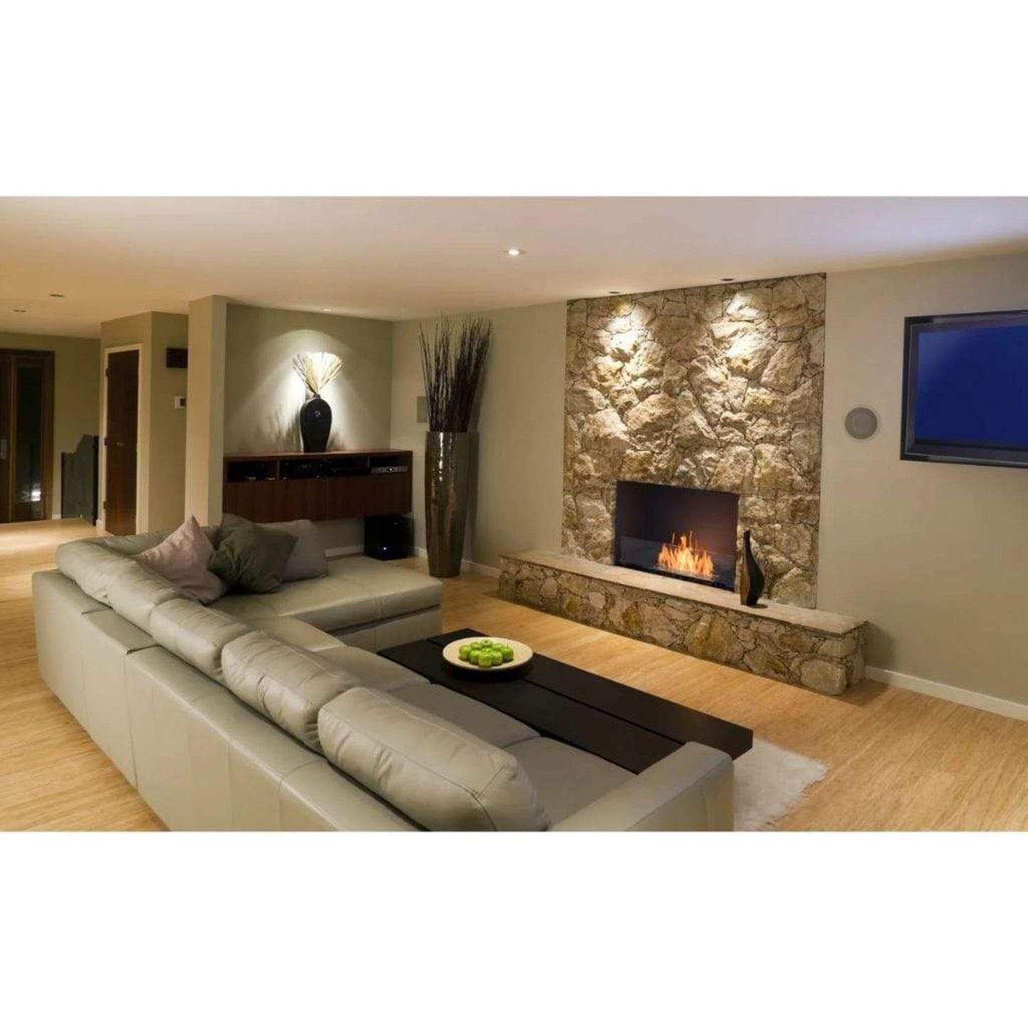 EcoSmart Fire Flex 18SS 22" Black Single Sided Ethanol Fireplace Insert with Black Burner by Mad Design Group