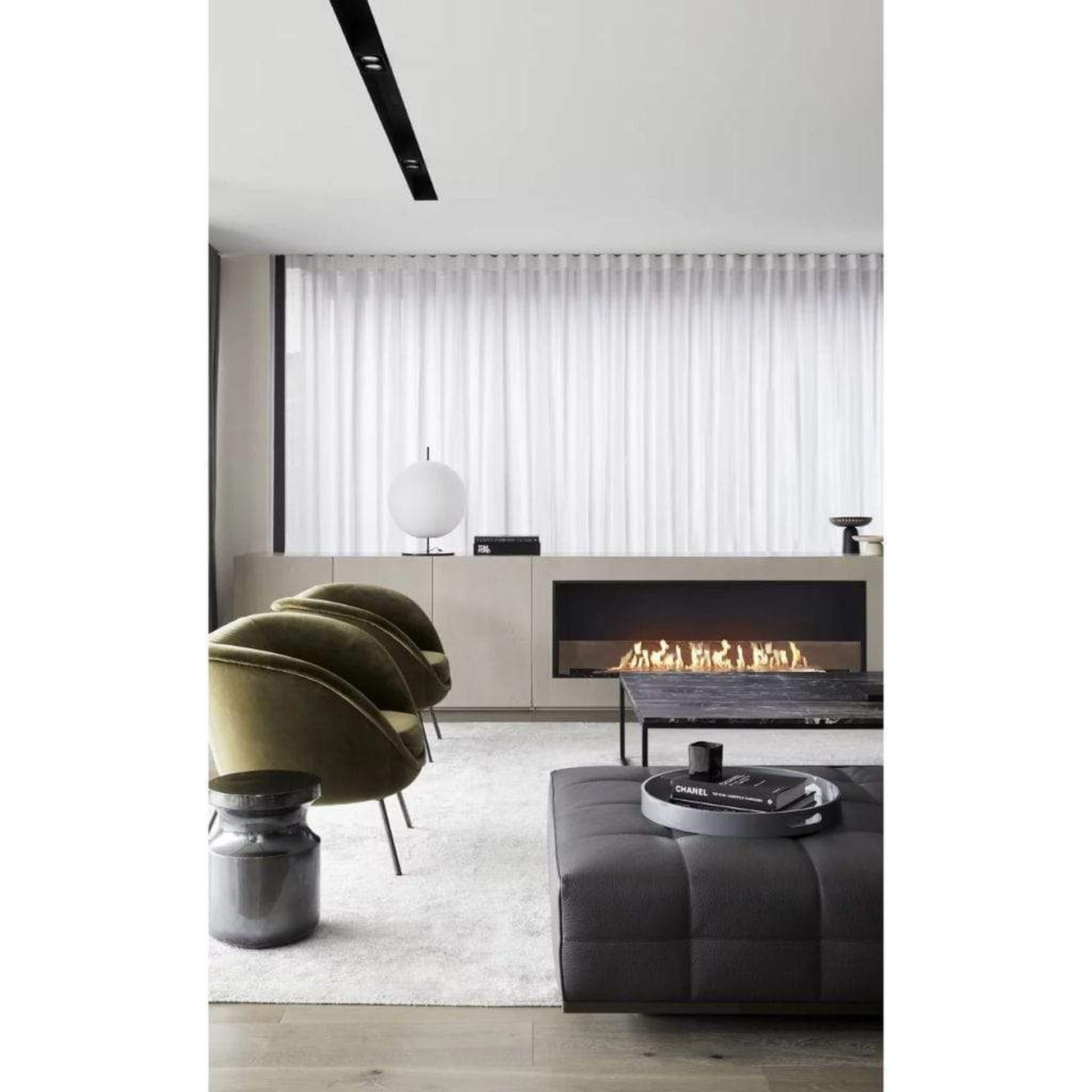 EcoSmart Fire Flex 18SS 22" Black Single Sided Ethanol Fireplace Insert with Black Burner by Mad Design Group