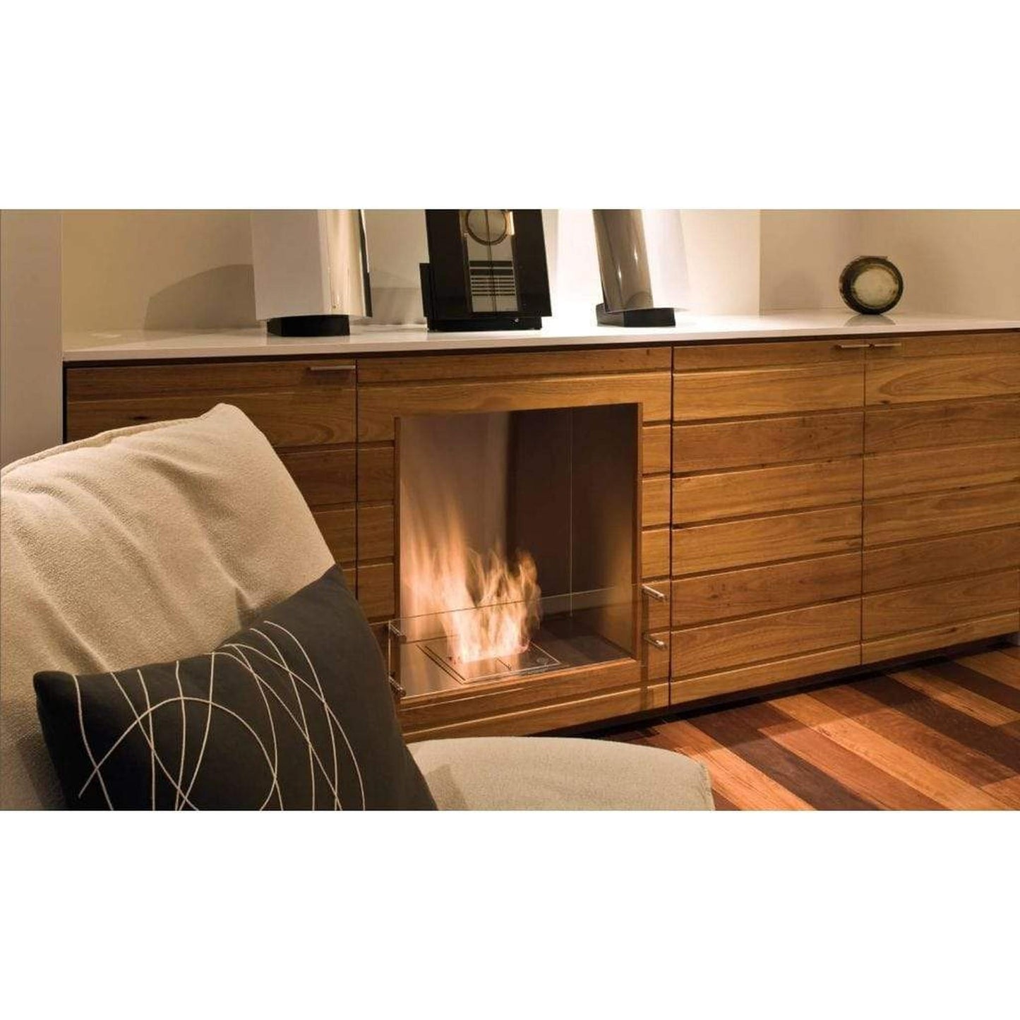 EcoSmart Fire Flex 32SS 39" Black Single Sided Ethanol Fireplace Insert with Black Burner by Mad Design Group