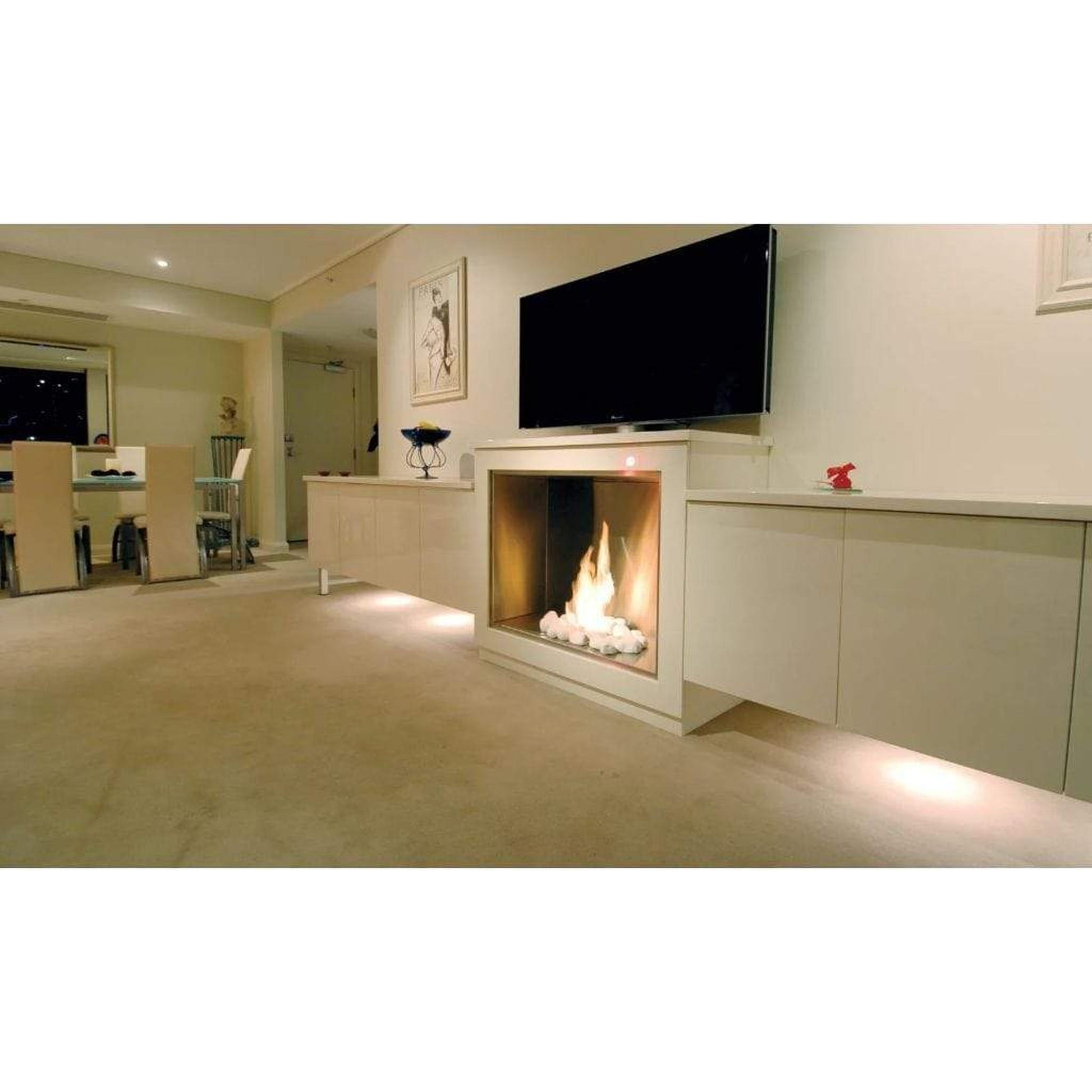 EcoSmart Fire Flex 32SS 39" Black Single Sided Ethanol Fireplace Insert with Black Burner by Mad Design Group
