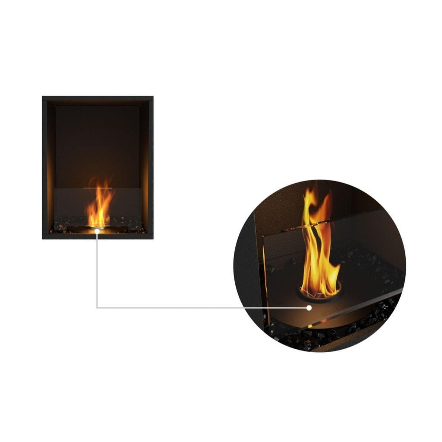 EcoSmart Fire Flex 32SS 39" Black Single Sided Ethanol Fireplace Insert with Black Burner by Mad Design Group