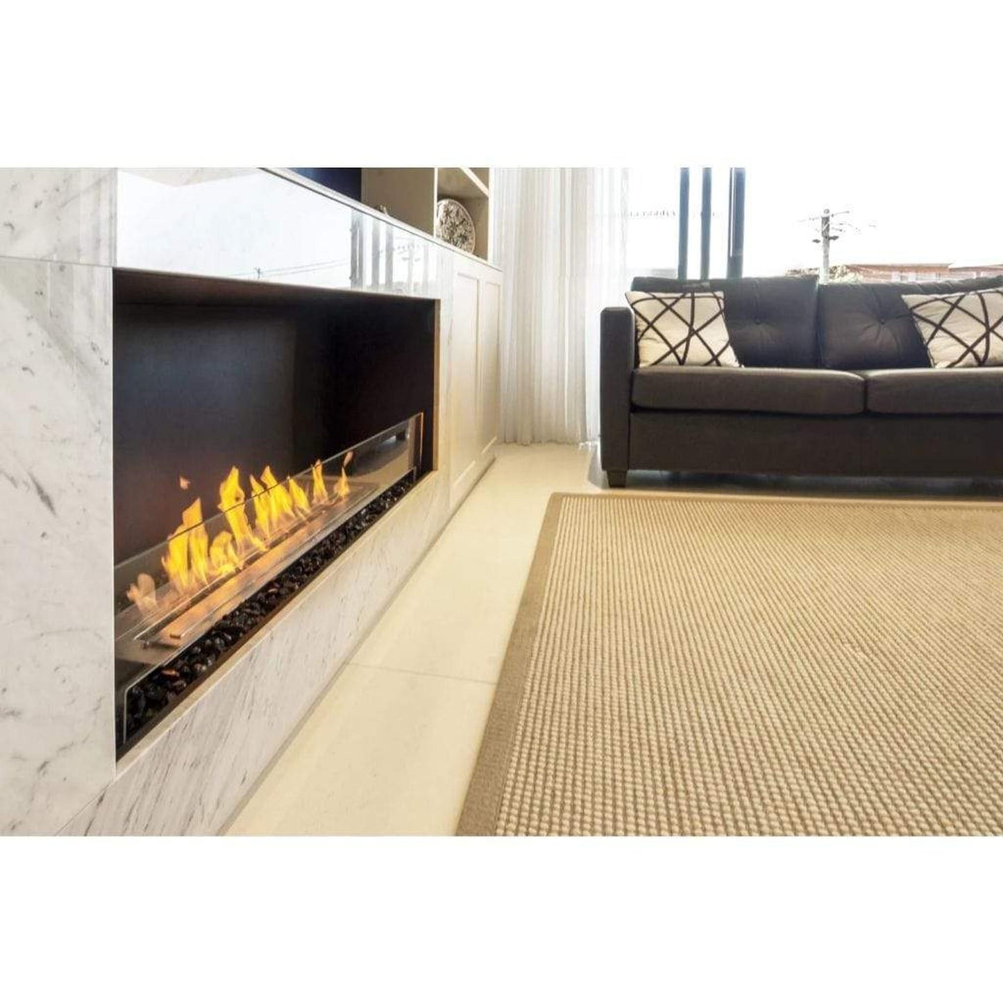 EcoSmart Fire Flex 42SS 49" Black Single Sided Ethanol Fireplace Insert with Black Burner by Mad Design Group
