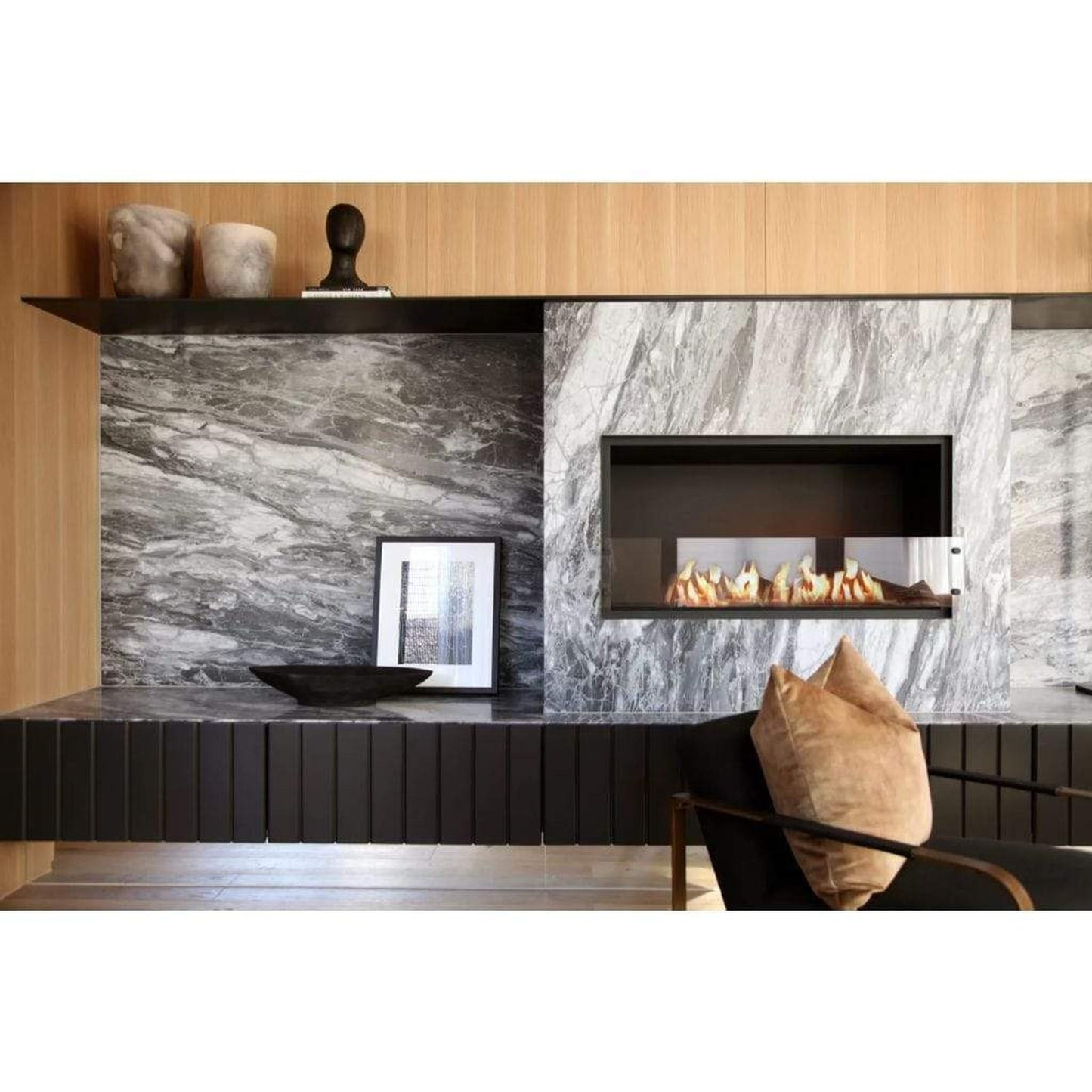 EcoSmart Fire Flex 42SS 49" Black Single Sided Ethanol Fireplace Insert with Black Burner by Mad Design Group