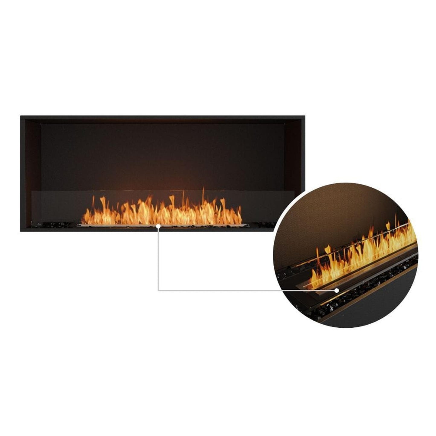 EcoSmart Fire Flex 50SS 57" Black Single Sided Ethanol Fireplace Insert with Black Burner by Mad Design Group