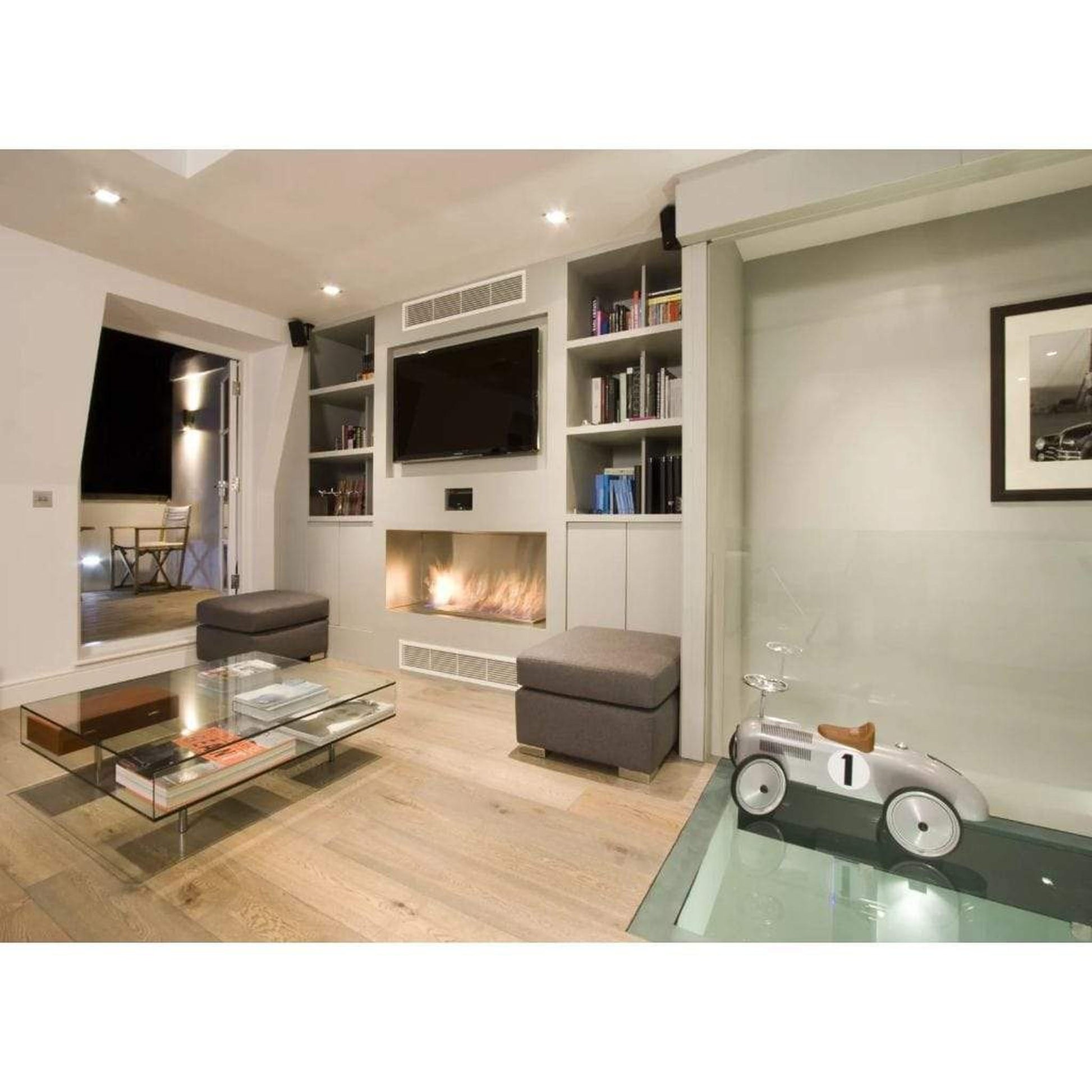 EcoSmart Fire Flex 50SS 57" Black Single Sided Ethanol Fireplace Insert with Black Burner by Mad Design Group
