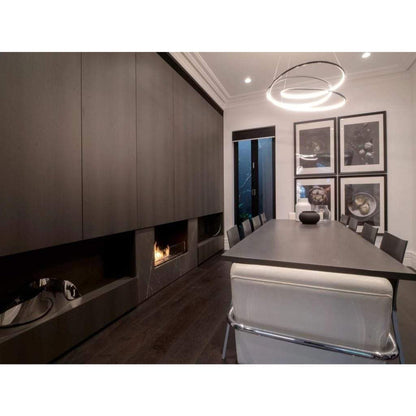 EcoSmart Fire Flex 50SS 57" Black Single Sided Ethanol Fireplace Insert with Black Burner and Right Side Decorative Box by Mad Design Group