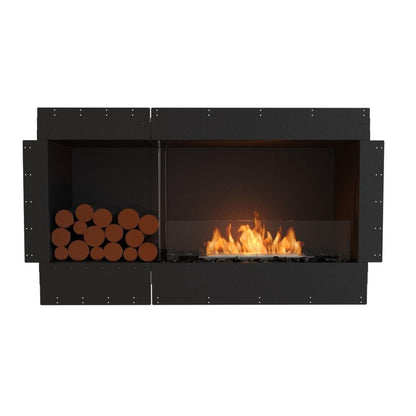 EcoSmart Fire Flex 50SS 57" Black Single Sided Ethanol Fireplace Insert with Black Burner and Right Side Decorative Box by Mad Design Group