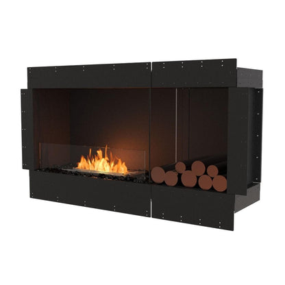 EcoSmart Fire Flex 50SS 57" Black Single Sided Ethanol Fireplace Insert with Black Burner and Right Side Decorative Box by Mad Design Group
