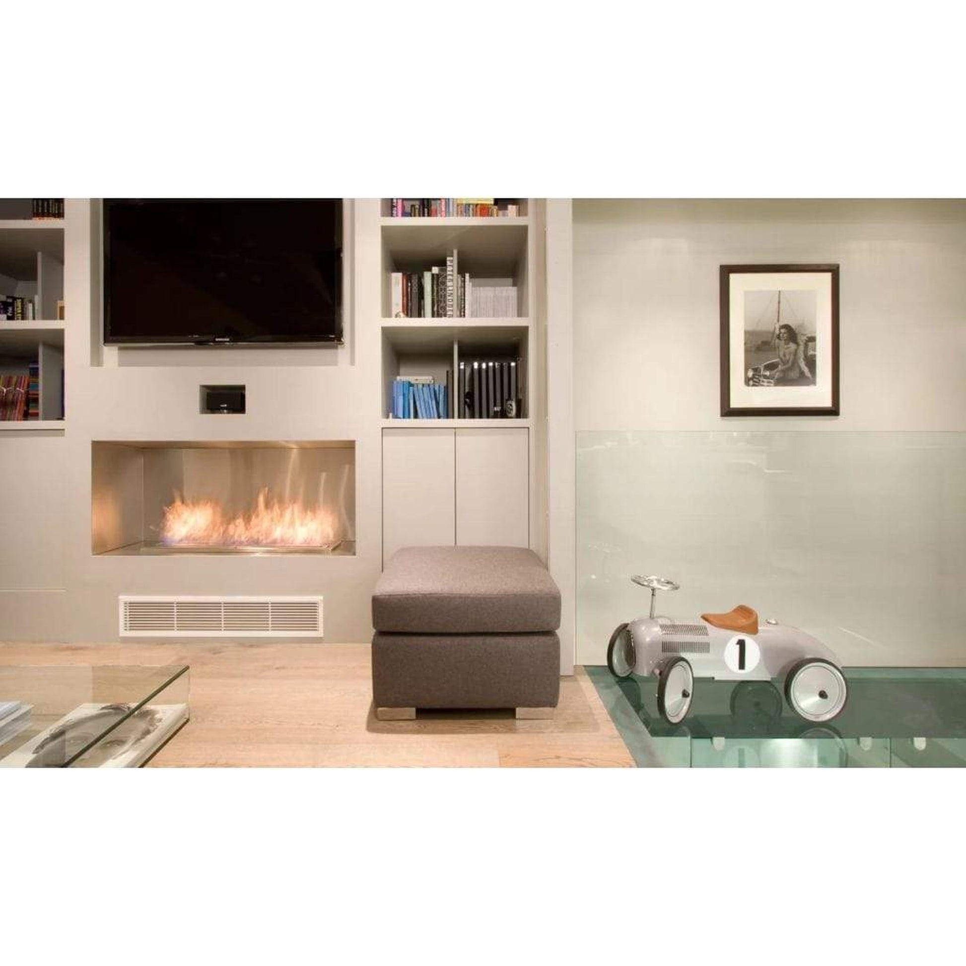 EcoSmart Fire Flex 50SS 57" Black Single Sided Ethanol Fireplace Insert with Black Burner by Mad Design Group