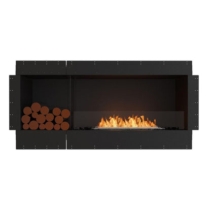 EcoSmart Fire Flex 60SS 67" Black Single Sided Ethanol Fireplace Insert with Black Burner and Right Side Decorative Box by Mad Design Group