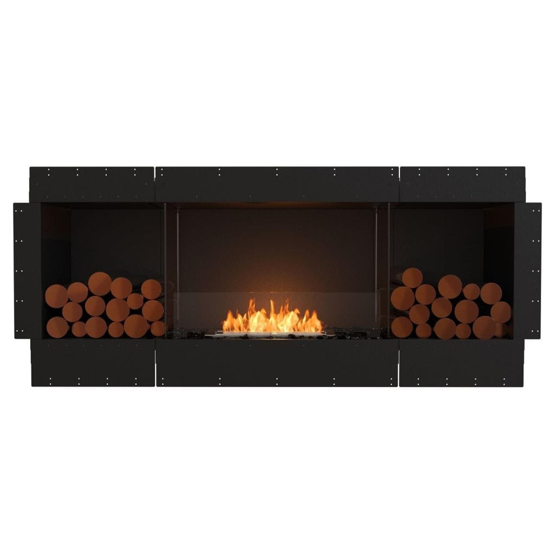 EcoSmart Fire Flex 68SS 76" Black Single Sided Ethanol Fireplace Insert with Black Burner and Both Sides Decorative Box by Mad Design Group