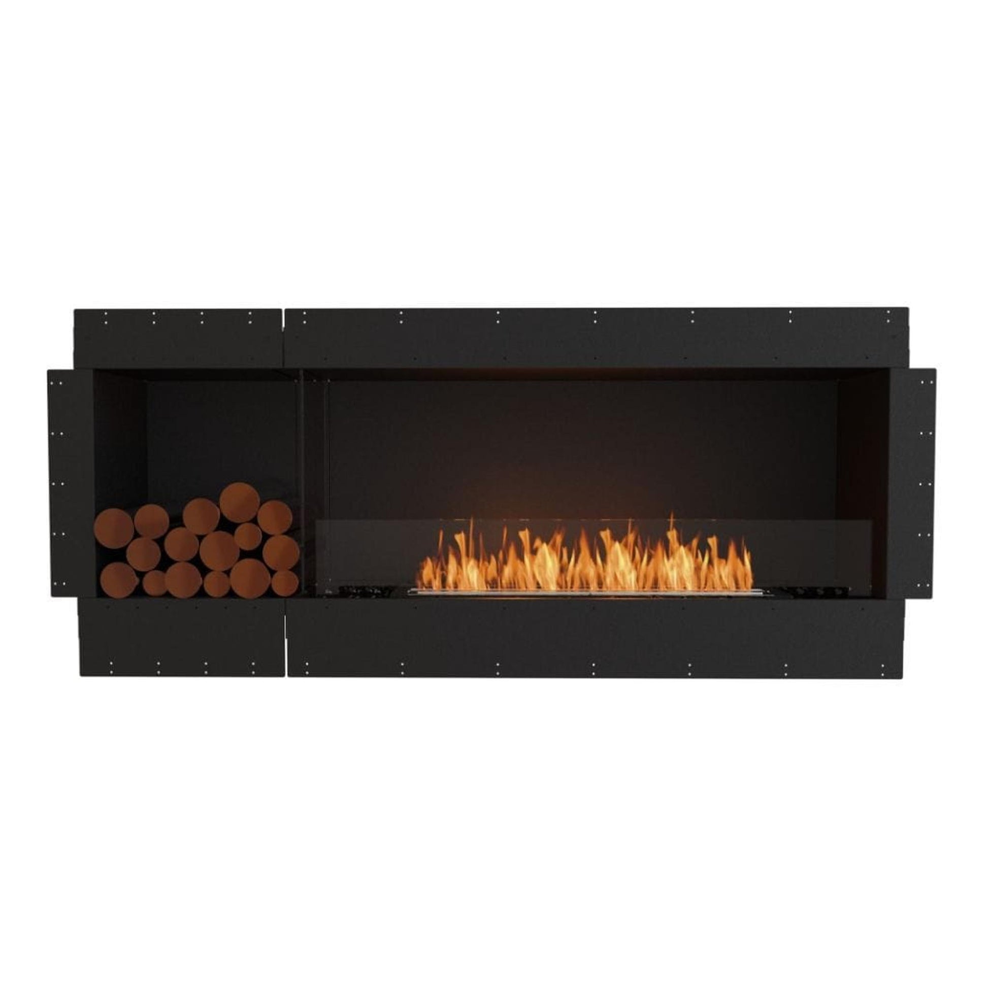 EcoSmart Fire Flex 68SS 76" Black Single Sided Ethanol Fireplace Insert with Black Burner and Both Sides Decorative Box by Mad Design Group