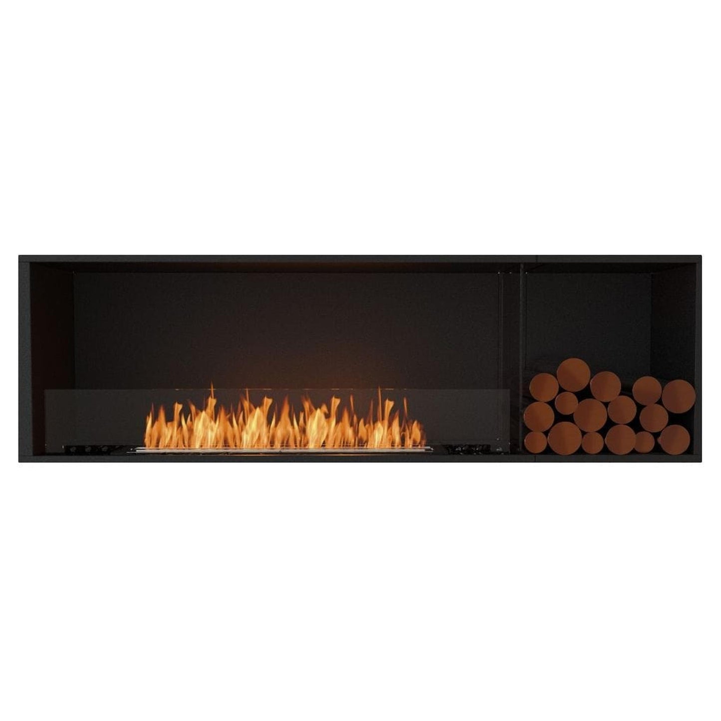 EcoSmart Fire Flex 68SS 76" Black Single Sided Ethanol Fireplace Insert with Black Burner and Both Sides Decorative Box by Mad Design Group