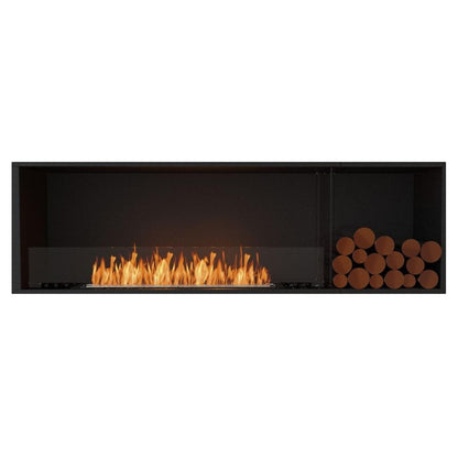 EcoSmart Fire Flex 68SS 76" Black Single Sided Ethanol Fireplace Insert with Black Burner and Both Sides Decorative Box by Mad Design Group