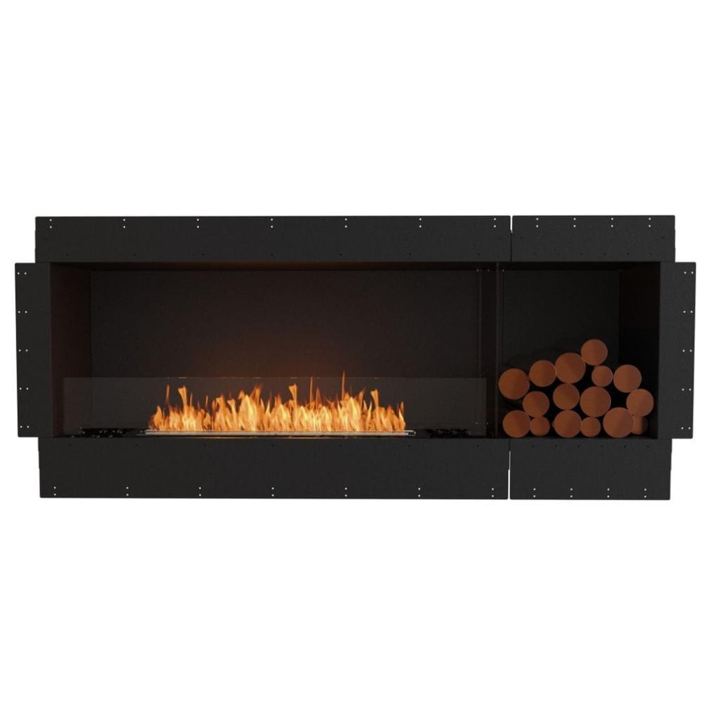 EcoSmart Fire Flex 68SS 76" Black Single Sided Ethanol Fireplace Insert with Black Burner and Both Sides Decorative Box by Mad Design Group