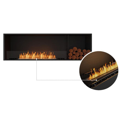 EcoSmart Fire Flex 68SS 76" Black Single Sided Ethanol Fireplace Insert with Black Burner and Both Sides Decorative Box by Mad Design Group