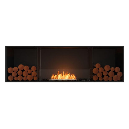 EcoSmart Fire Flex 68SS 76" Black Single Sided Ethanol Fireplace Insert with Black Burner and Both Sides Decorative Box by Mad Design Group