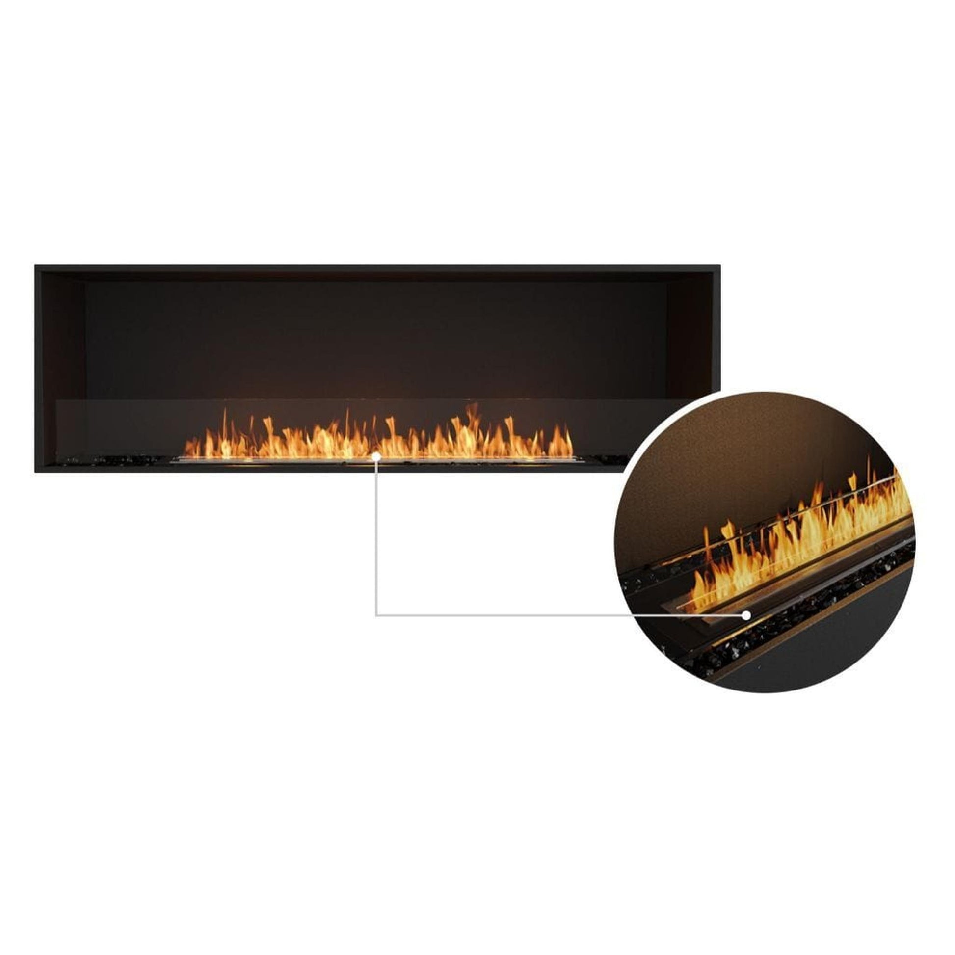 EcoSmart Fire Flex 68SS 76" Black Single Sided Ethanol Fireplace Insert with Stainless Steel Burner by Mad Design Group