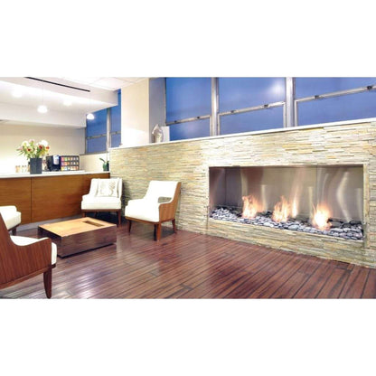 EcoSmart Fire Flex 68SS 76" Black Single Sided Ethanol Fireplace Insert with Stainless Steel Burner by Mad Design Group