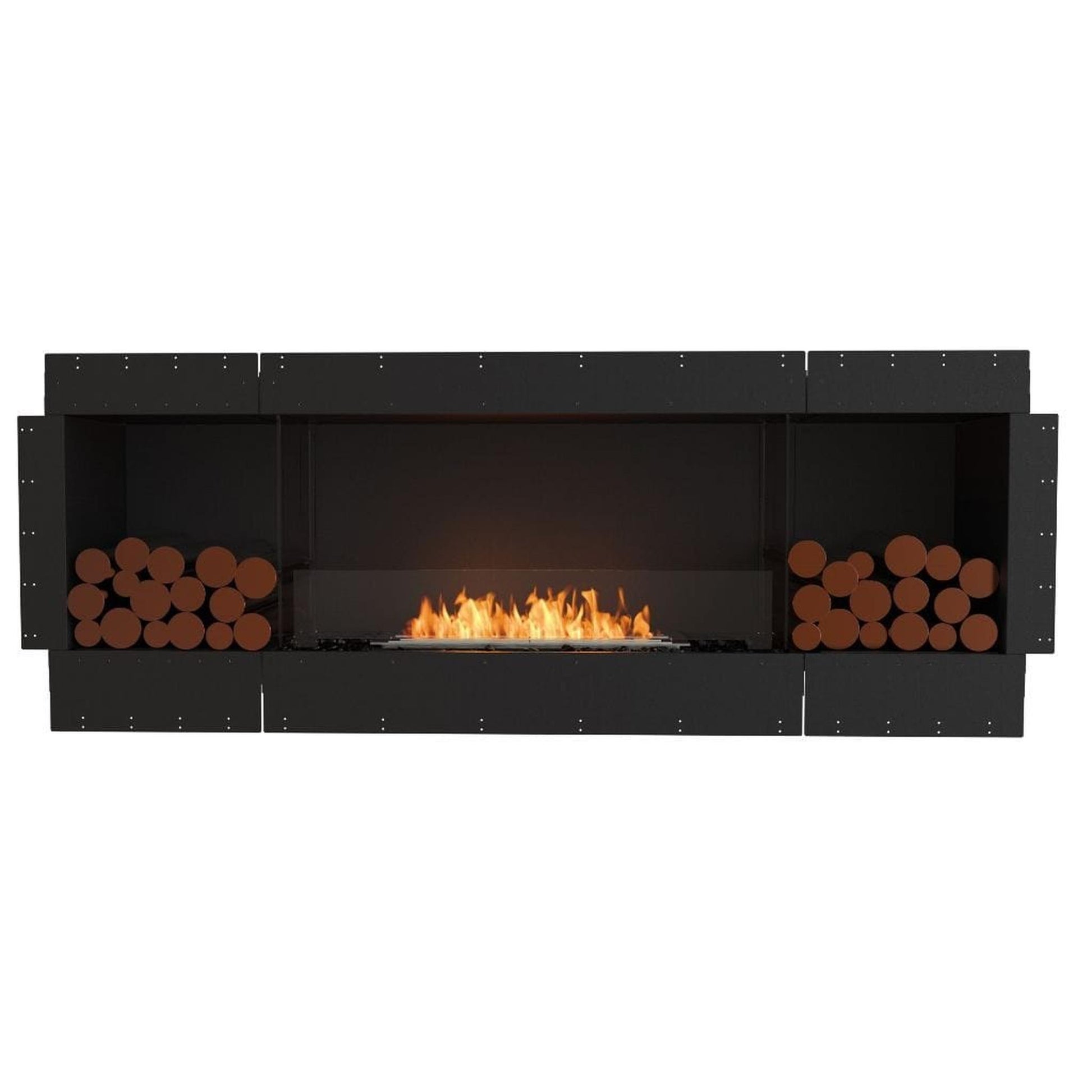EcoSmart Fire Flex 78SS 86" Black Single Sided Ethanol Fireplace Insert with Black Burner and Decorative Box by Mad Design Group