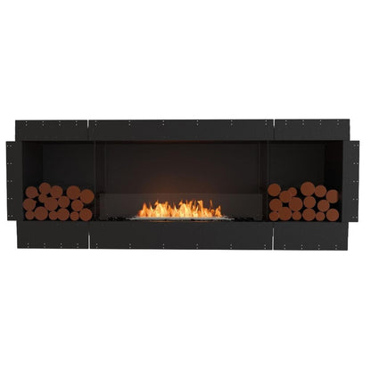 EcoSmart Fire Flex 78SS 86" Black Single Sided Ethanol Fireplace Insert with Black Burner and Decorative Box by Mad Design Group