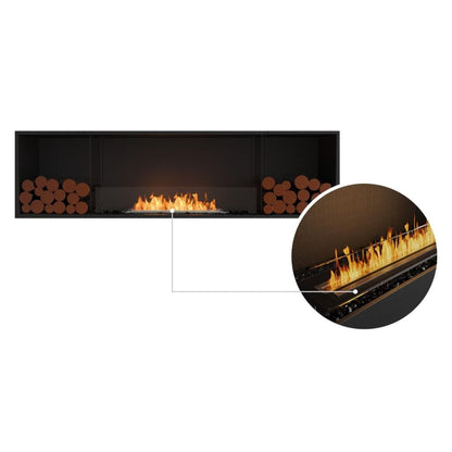 EcoSmart Fire Flex 78SS 86" Black Single Sided Ethanol Fireplace Insert with Black Burner and Decorative Box by Mad Design Group