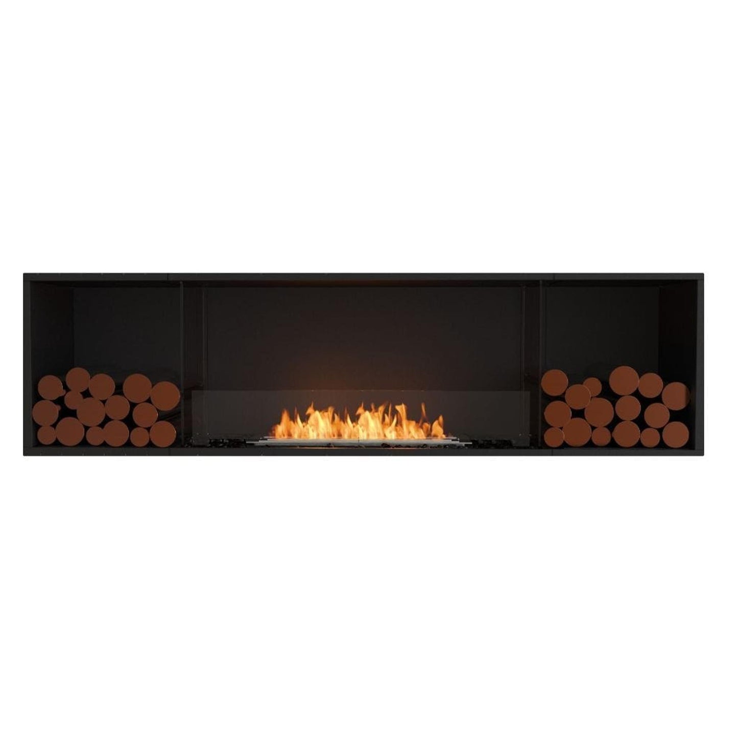 EcoSmart Fire Flex 78SS 86" Black Single Sided Ethanol Fireplace Insert with Black Burner and Decorative Box by Mad Design Group