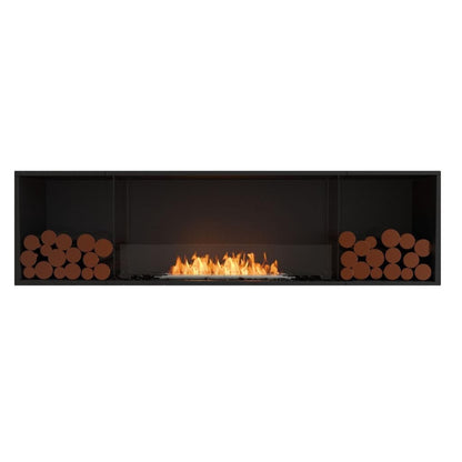 EcoSmart Fire Flex 78SS 86" Black Single Sided Ethanol Fireplace Insert with Black Burner and Decorative Box by Mad Design Group