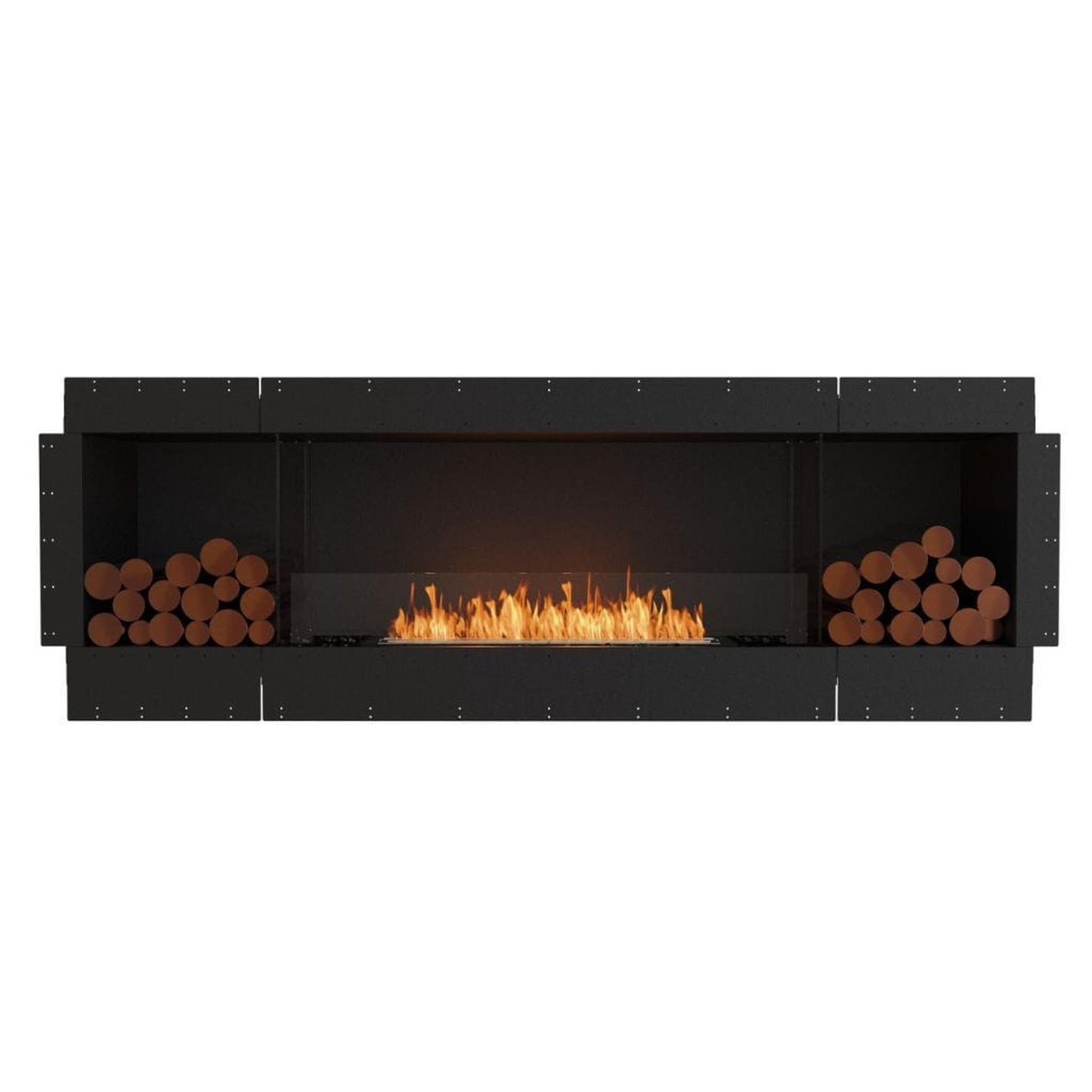 EcoSmart Fire Flex 86SS 94" Black Single Sided Ethanol Fireplace Insert with Black Burner and Both Sides Decorative Box by Mad Design Group