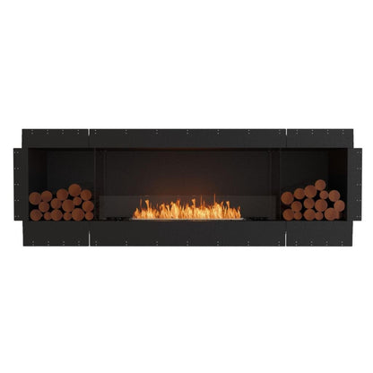 EcoSmart Fire Flex 86SS 94" Black Single Sided Ethanol Fireplace Insert with Black Burner and Both Sides Decorative Box by Mad Design Group